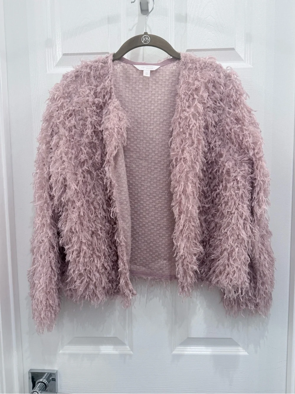 LC Lauren Conrad Plush Shaggy Open-Front Cardigan - Dusty Rose